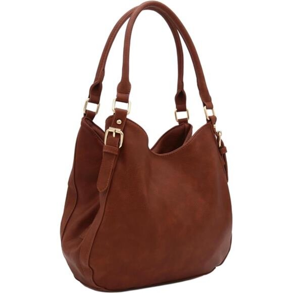 Lightweight 3 Compartment Faux Leather Medium Hobo Bag - Picture 2 of 7